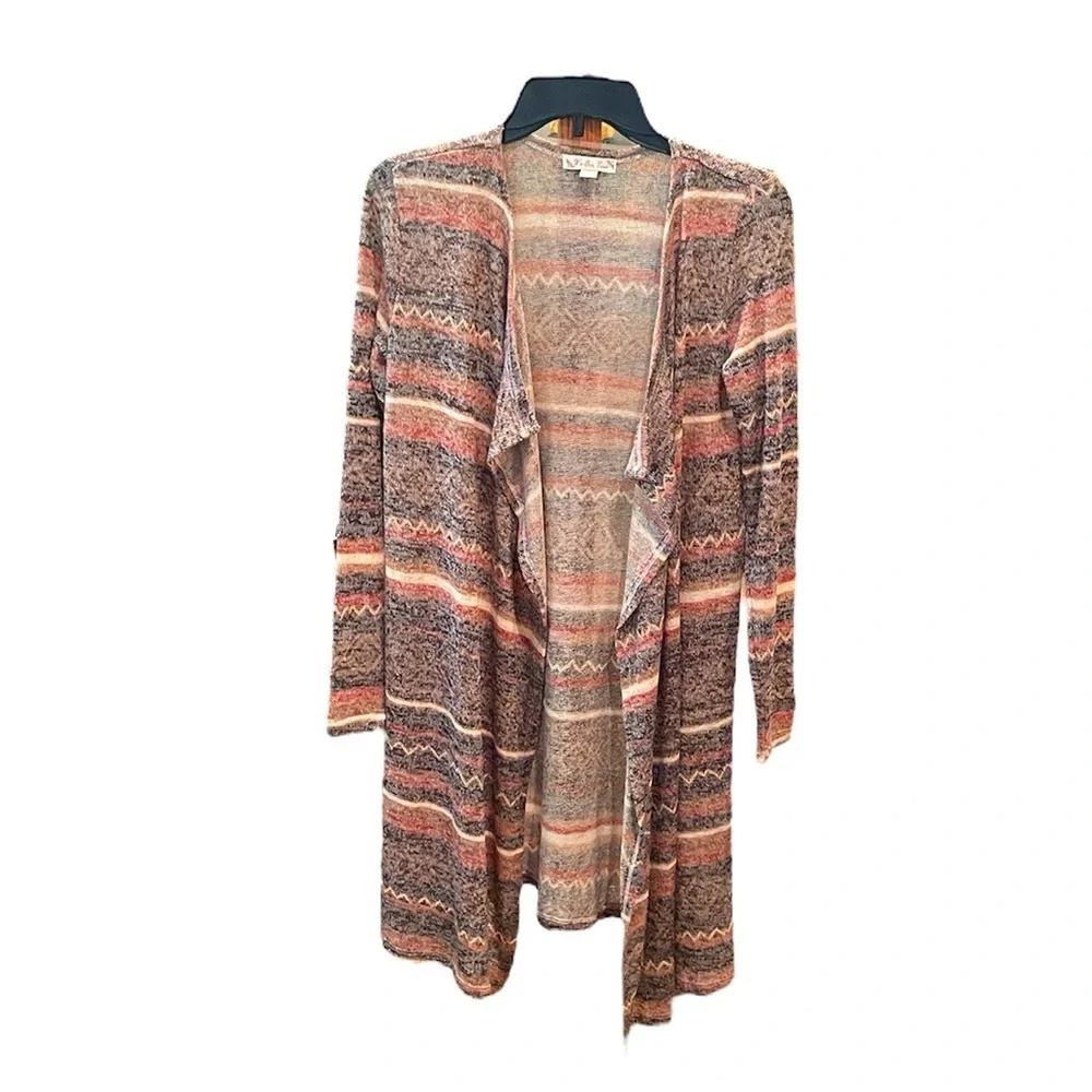 NWT It’s Our Time women’s open flutter front cardigan sweater SZ S multi